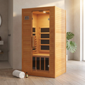 Infrared Sauna Home Sauna, Indoor Far Infrared Saunas for Home, 1 Person Canadian Hemlock Wooden Spa Room, 950W, Customized