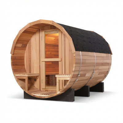 6-Person Patchworkred Cedar Traditional Steam Barrel Sauna