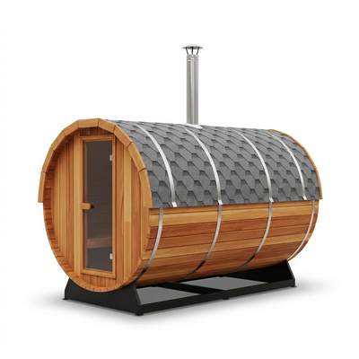 Outdoor Barrel Traditional Steam Cedar Wood Sauna with Wood Burning Stove
