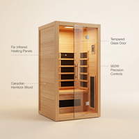 Infrared Sauna Home Sauna, Indoor Far Infrared Saunas for Home, 1 Person Canadian Hemlock Wooden Spa Room, 950W, Customized — Lifestyle