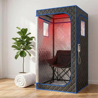 1-Person Home Infrared Sauna Tent with 660Nm Red Light Therapy, Heating Foot Pad & Reinforced Chair — Studio Shot
