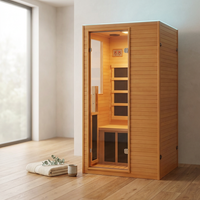 Infrared Sauna Home Sauna, Indoor Far Infrared Saunas for Home, 1 Person Canadian Hemlock Wooden Spa Room, 950W, Customized — Studio Shot