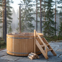 Wood Fired 4-Person to 5-Person 0-Jet Hot Tub and Ice Bath with Internal Stove Pine — Studio Shot