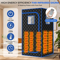 1-Person Home Infrared Sauna Tent with 660Nm Red Light Therapy, Heating Foot Pad & Reinforced Chair