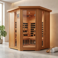 4-Person Cedar Corner Infrared Sauna — Studio Shot