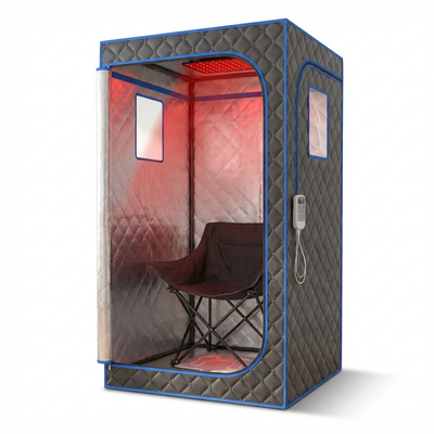 1-Person Home Infrared Sauna Tent with 660Nm Red Light Therapy, Heating Foot Pad & Reinforced Chair