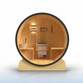 3-Person Capacity Outdoor White Finland Pine Wet/Dry Traditional Barrel Sauna with Black Accents