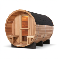 6-Person Patchworkred Cedar Traditional Steam Barrel Sauna — Studio Shot