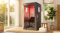 1-Person Home Infrared Sauna Tent with 660Nm Red Light Therapy, Heating Foot Pad & Reinforced Chair — Lifestyle