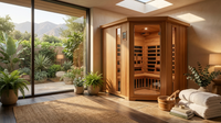 4-Person Cedar Corner Infrared Sauna — Lifestyle