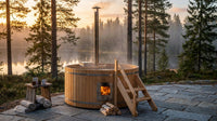 Wood Fired 4-Person to 5-Person 0-Jet Hot Tub and Ice Bath with Internal Stove Pine — Lifestyle